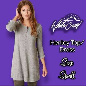 White Crow Henley Tunic Top - Heather Grey Size Small Buckle